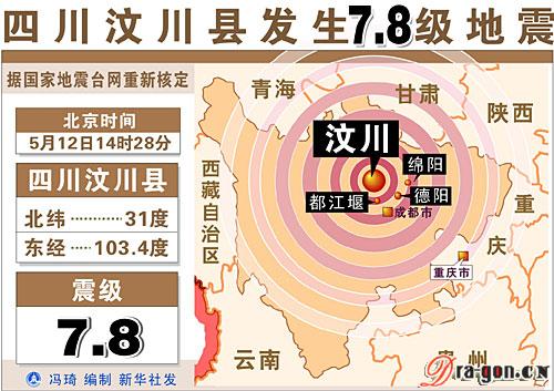 四川汶川发生7.8级强烈地震 北京通州发生3.9级地震